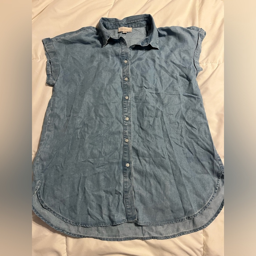 LOFT Denim Button Down Shirt